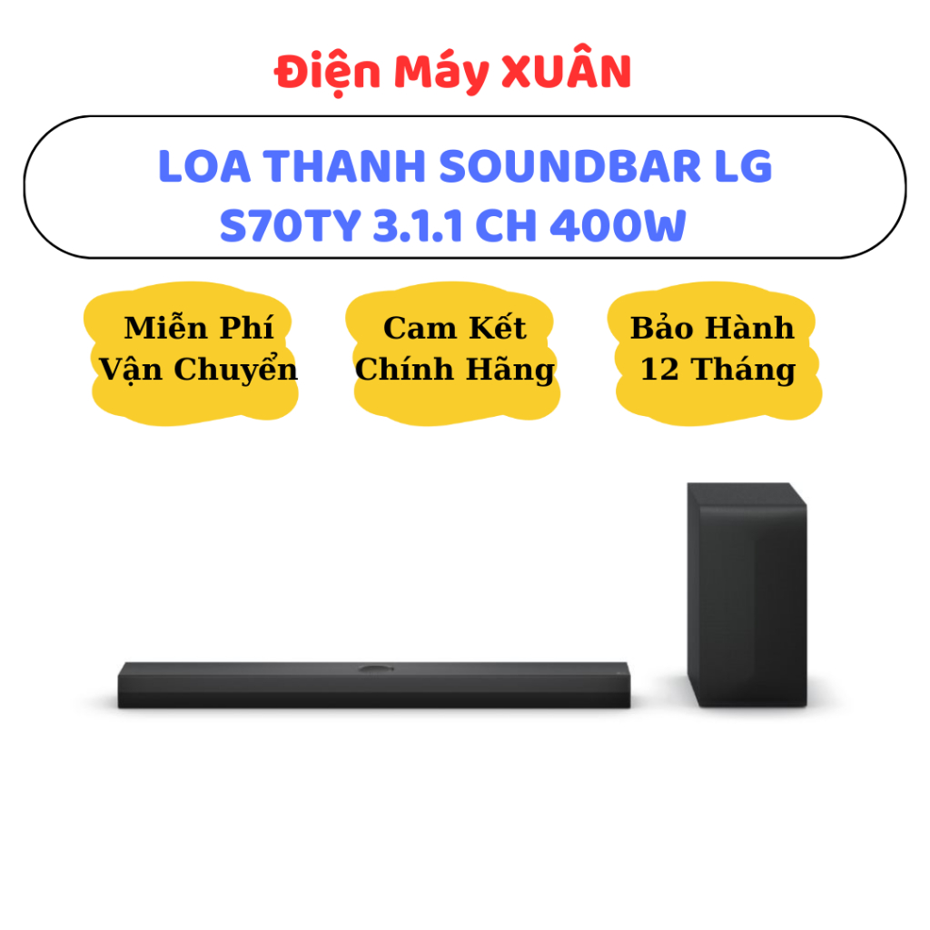 BỘ LOA THANH SOUNDBAR LG S70TY 400W MẪU 2026 - HÀNG CHÍNH HÃNG, BẢO HÀNH 12 THÁNG