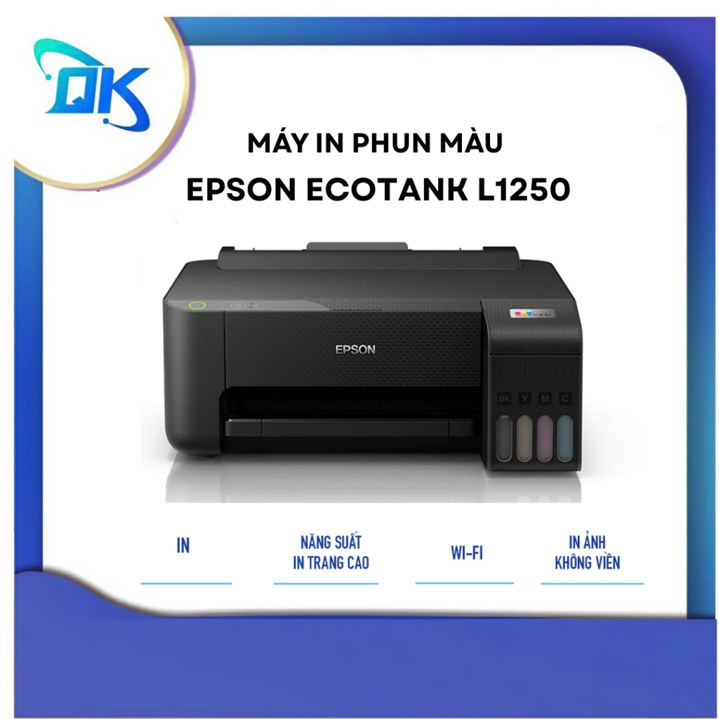 Máy in phun màu Epson EcoTank L1250 - In qua thiết bị di động và WiFi - Hàng Chính Hãng