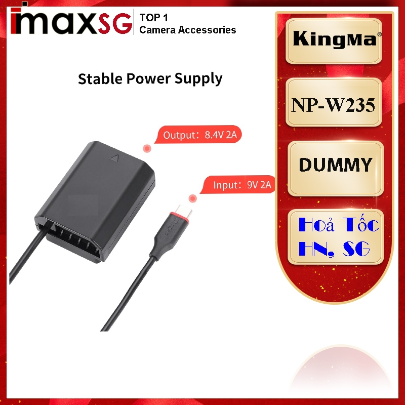 Giả pin Kingma USB-C to Fujifilm NP-W235 dummy battery