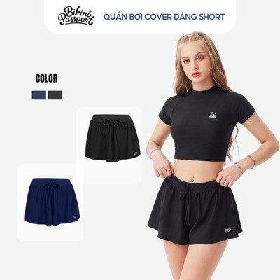 Quần bơi nữ (KHÔNG KÈM QUẦN TRONG) dáng short rộng đi biển - Bikini Passport - BSV002_BL