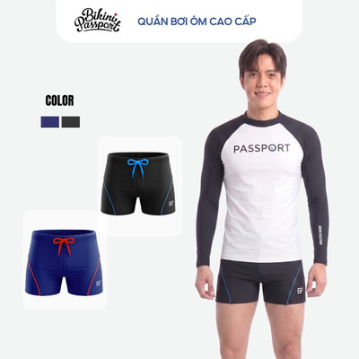 Quần bơi nam kiểu boxer ôm dáng đi biển - Bikini Passport - BSV007_BL