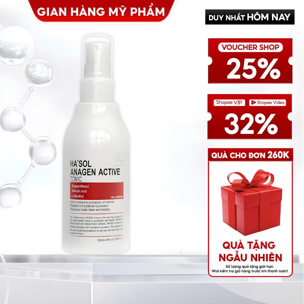 Xịt Dưỡng HASOL Kích Mọc, Ngăn Rụng, Nuôi Dưỡng Da Đầu Nang Tóc Chắc Khỏe - Ha'sol Anagen Active Ton
