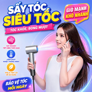 Máy Sấy Tóc 1700W Tốc Độ Cao Ion Âm Sấy Khô Nhanh Giữ Tóc Mềm Mượt Dễ Dùng Tại Nhà Du Lịch
