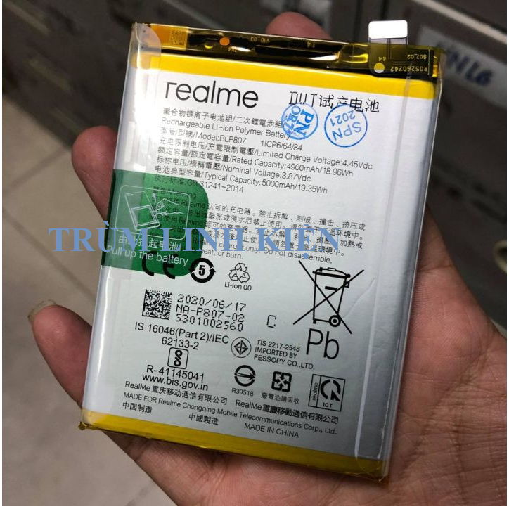 PIN REALME BLP807 (REALME 7, REALME V5) ZIN