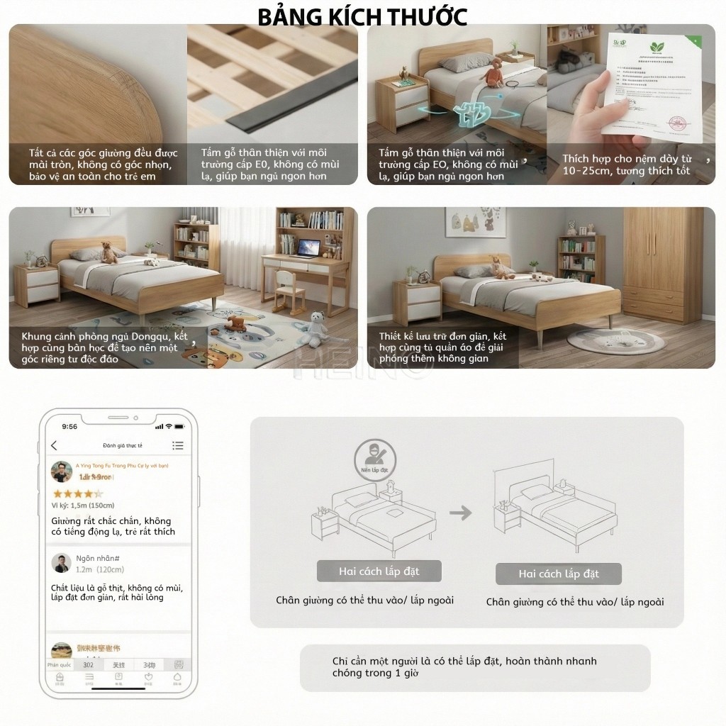 HEINO Pallet gỗ giường gỗ thông nhập khẩu chân cao 30cm cứng cáp chịu được nhảy an toàn cho bé | BigBuy360 - bigbuy360.vn