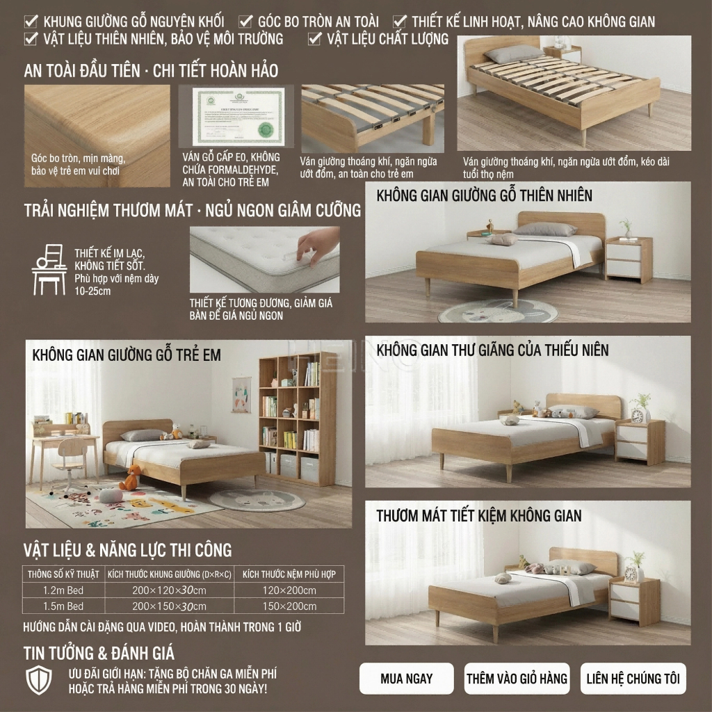 HEINO Pallet gỗ giường gỗ thông nhập khẩu chân cao 30cm cứng cáp chịu được nhảy an toàn cho bé | BigBuy360 - bigbuy360.vn