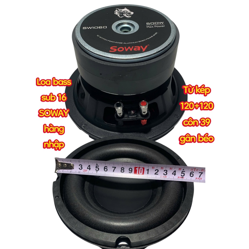 Loa bass sub 16 SOWAY - hàng nhập - từ kép 120+120 côn 39 - giá 1 cái - loa siêu trầm