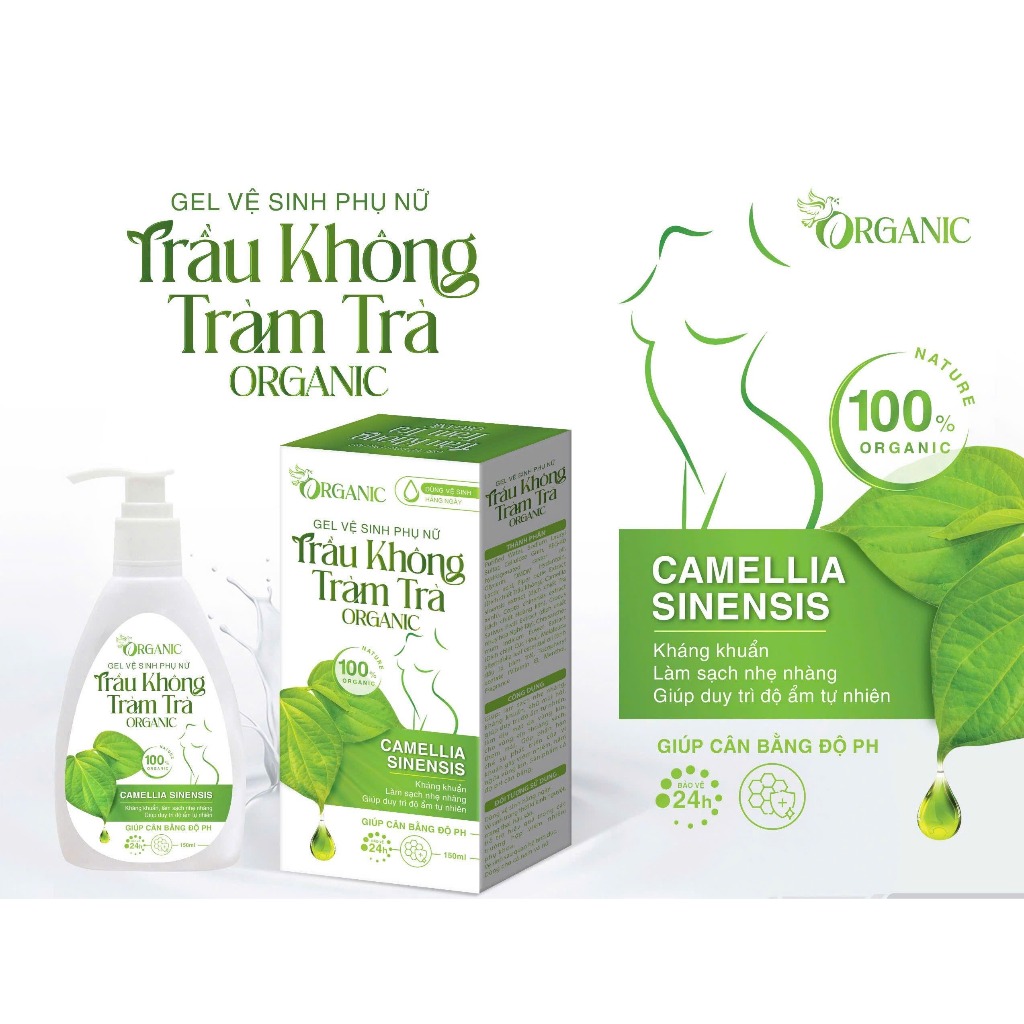 Gel Vệ sinh phụ nữ Trầu Không Tràm Trà Organic 150ml