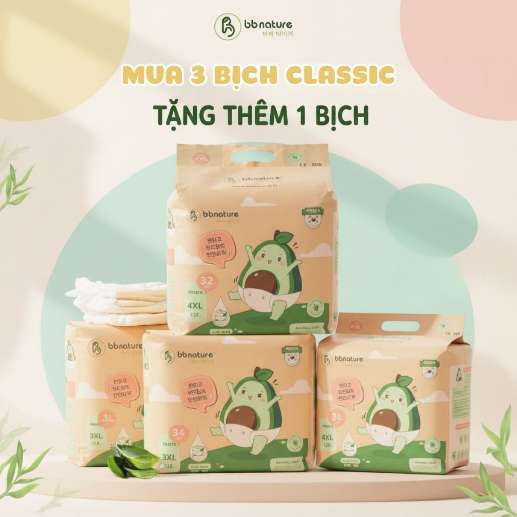 [MUA 03 BỊCH TẶNG 1 BỊCH]  Tã Bỉm BB NATURE Care Plus/ BB NATURE Classic cho bé - AN NHIÊN BABY