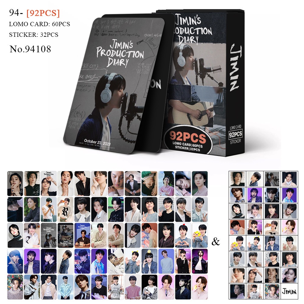 Set 60 lomo card và 32 sticker Jimin Production Diary 2026