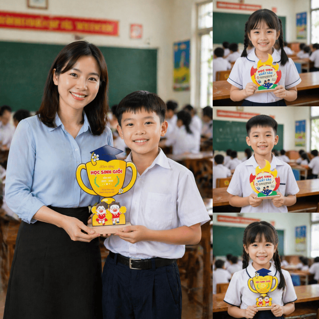 Cúp Gỗ In Theo Yêu Cầu - Cúp Lưu Niệm - Cúp Vinh Danh - Cúp Quà Lưu Niệm Doanh Nghiệp