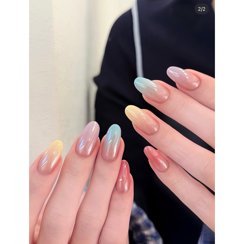 Nailbox thiết kế ombre nhiều màu tráng gương trong suốt