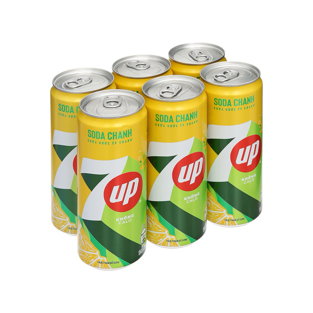 LỐC 6 LON 7UP SODA CHANH KHÔNG CALO 320ML/ 7 UP SODA CHANH