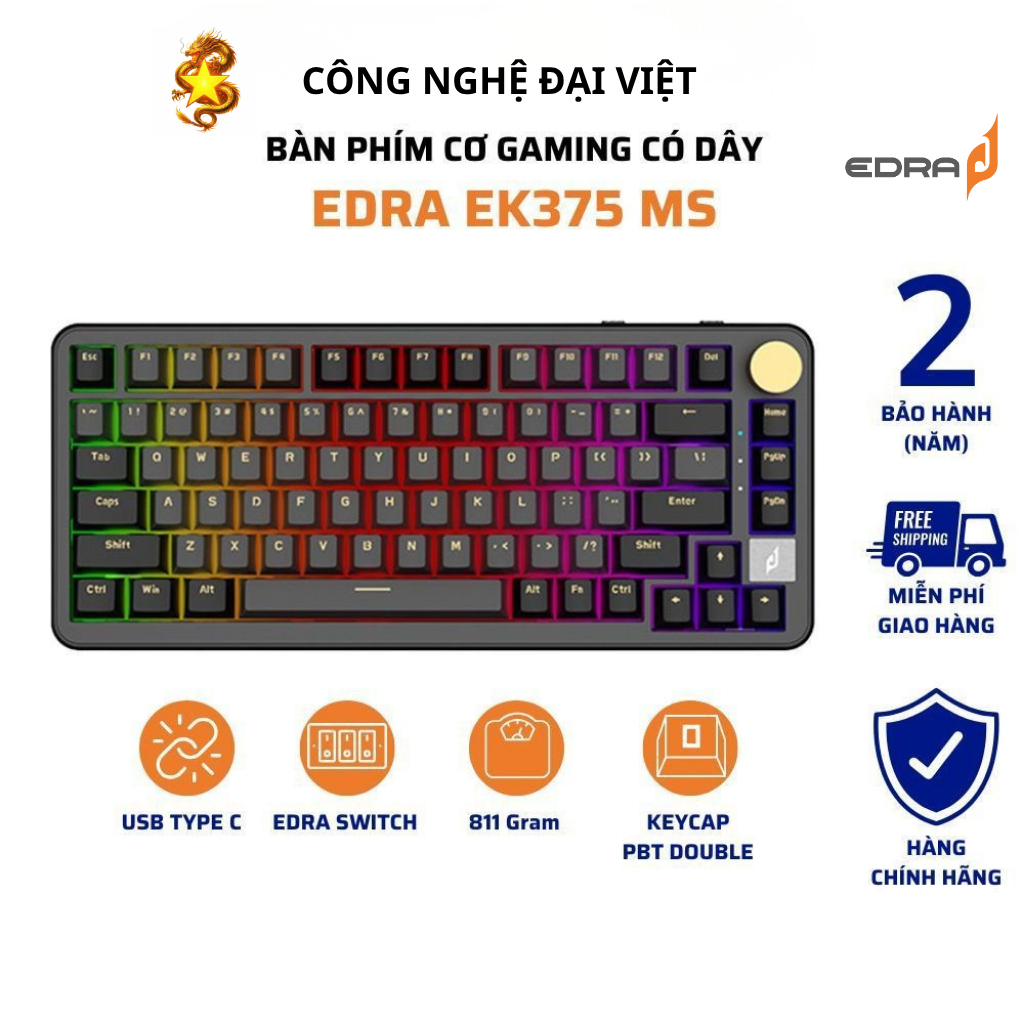 BÀN PHÍM CƠ GAMING KHÔNG DÂY EDRA EK375MS (Magnet Switch Keyboard) - CHÍNH HÃNG
