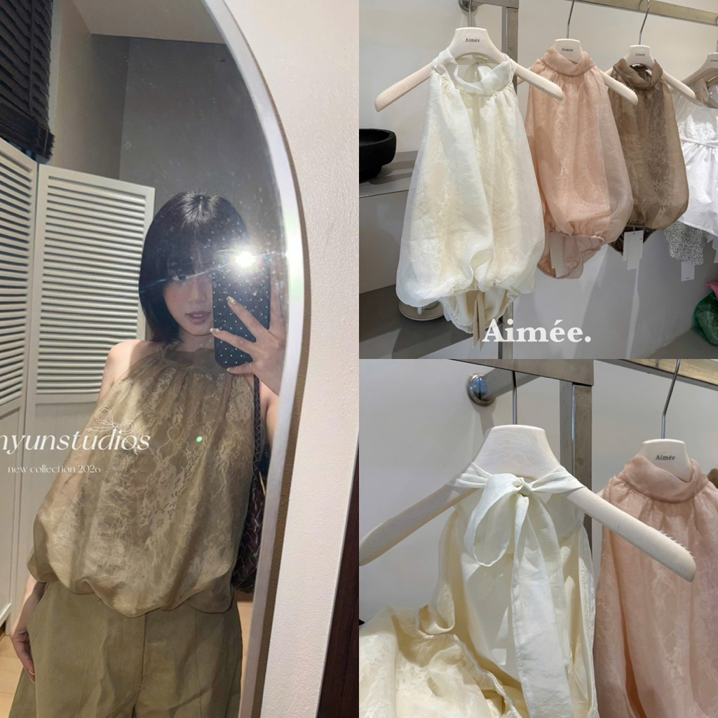[ẢNH THẬT] ÁO TƠ LAYER REN CỔ YẾM CỘT NƠ ATLRCY