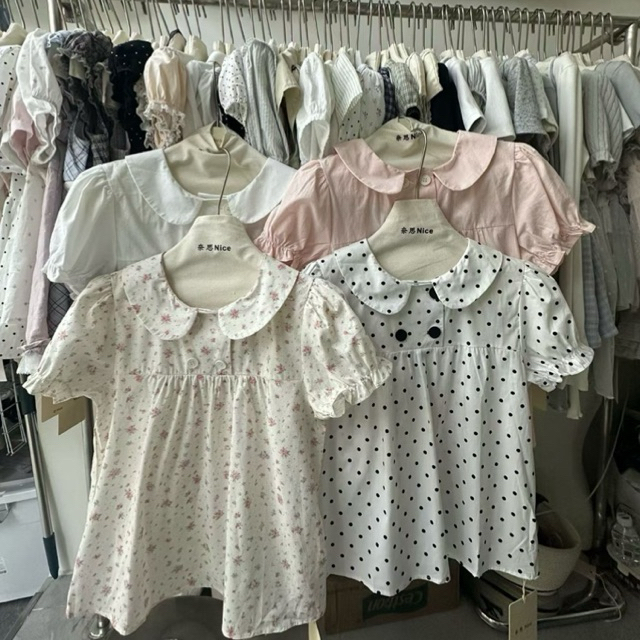 𝙎𝙀𝙀𝙈𝙀 - ÁO BABYDOLL CỔ SEN TAY BỒNG ĐÁNG YÊU