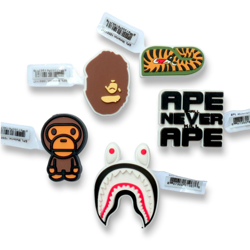 Set 5 charm BABE gắn dép cross, Nút gắn jibbitz sticker dép cross trang trí cham 2D hoạt hình nhựa P