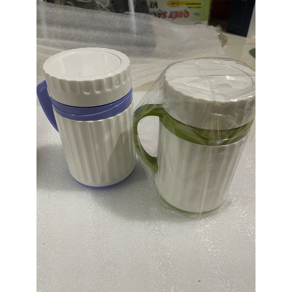 Ca kẻ 650ml đựng cháo giữ nhiệt, ca giữ nhiệt ruột inox, ca cách nhiệt bên trong inox, ca giữ lạnh g