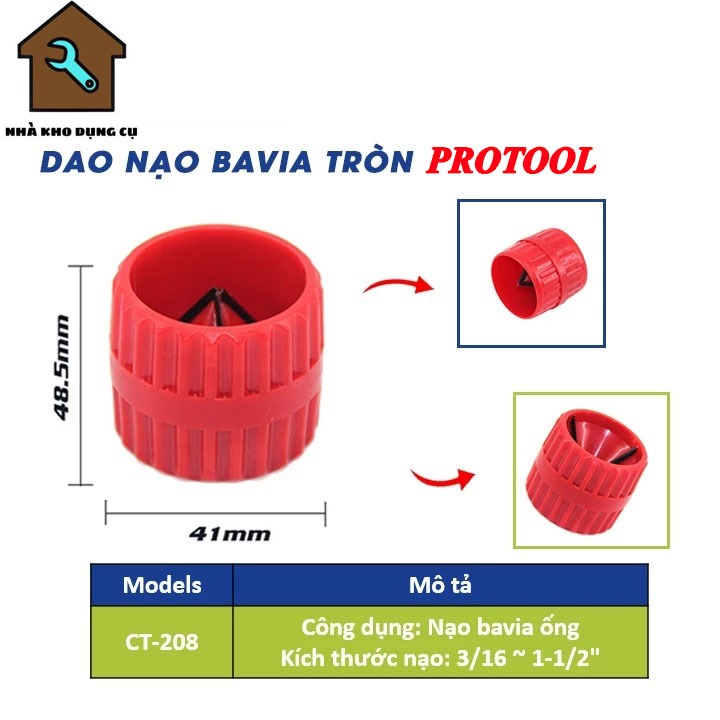 Dụng cụ gọt bavia tròn ống đồng PROTOOL cỡ 5-38mm, dao gọt bavia