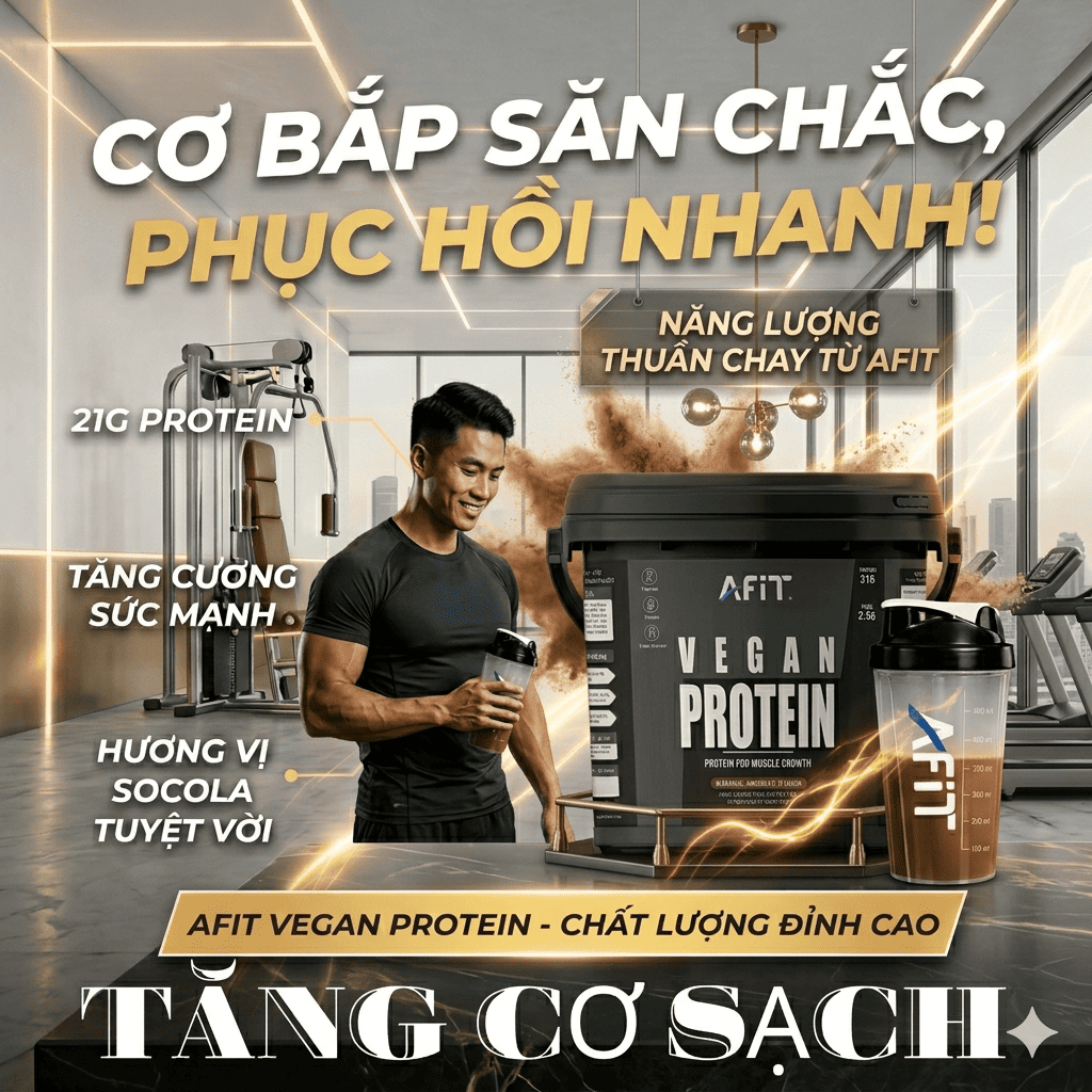 Bột Whey Protein Vegan Thực Vật Hỡ Trợ Cơ Cho Gymer Hạn Chế Mỡ Thừa - Hàng chính hãng Afit Nutrition