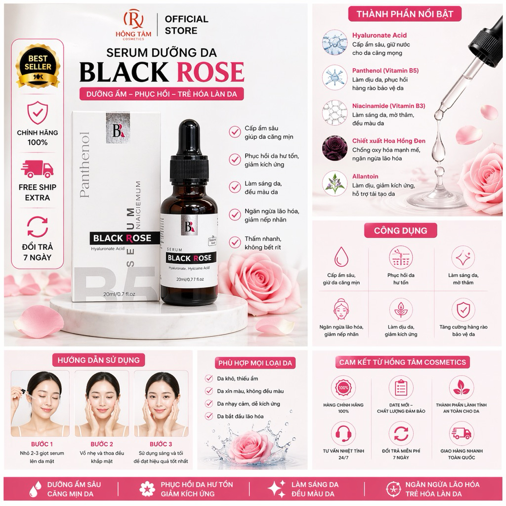 Serum Black Rose Mulrose Phục Hồi Da Mờ Thâm Cấp Ẩm