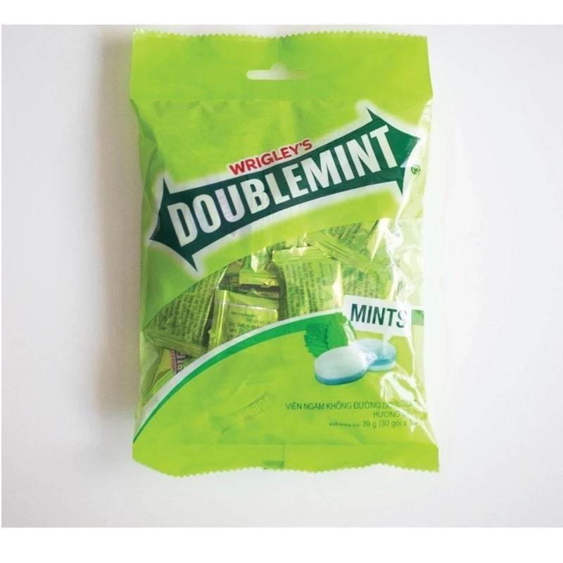 Kẹo viên ngậm không đường Doublemint hương bạc hà the mát (Gói 39g, 30 viên)