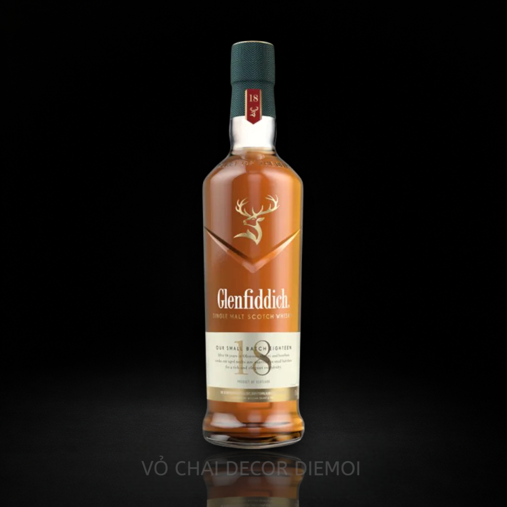 [ DIEMOI ] Vỏ Chai Rượu Glenfiddich 18 Năm 700ml Whisky Decor Cao Cấp