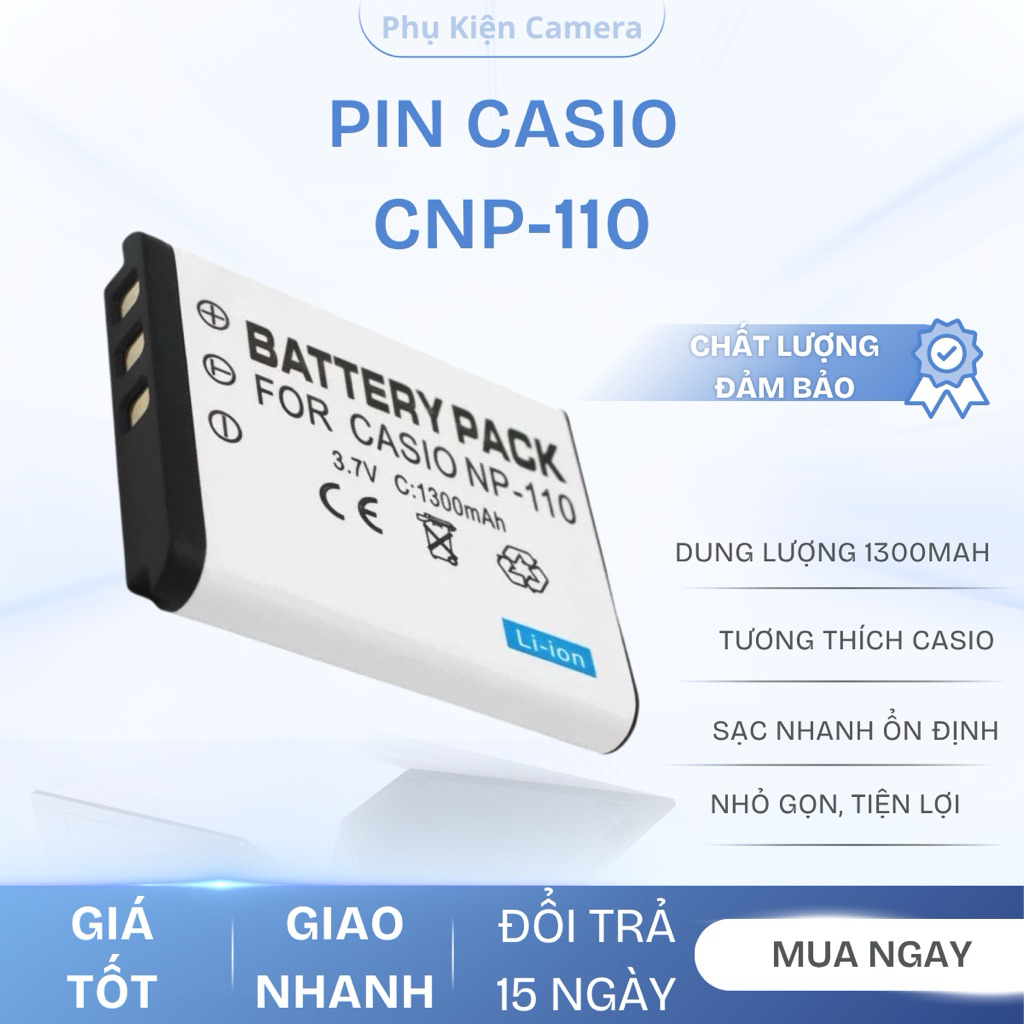 Pin Casio CNP-110 Cho Máy Ảnh Casio Exilim EX-Z2000 Z2200 Z2300 Z3000 ZR10 ZR15 ZR20 ZR30 - Hàng Chấ