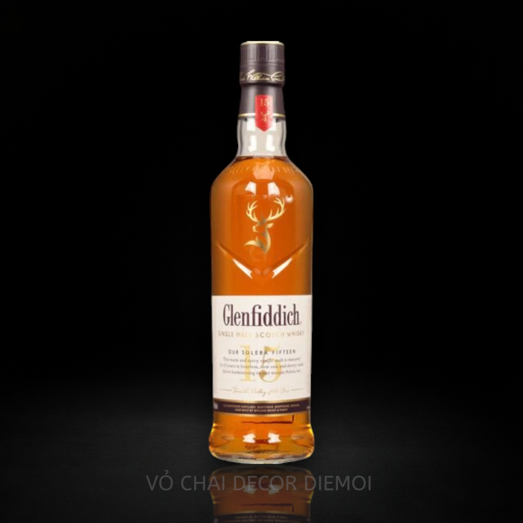 [ DIEMOI ] Vỏ Chai Rượu Glenfiddich 15 Năm 700ml Whisky Decor Cao Cấp