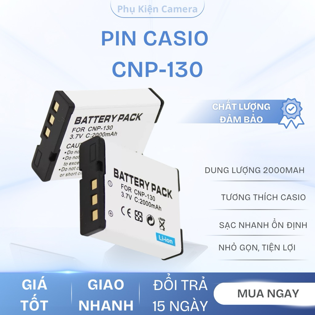 Pin Casio CNP-130 Cho Casio Exilim EX-ZR100 ZR200 ZR300 ZR400 ZR500 ZR700 ZR800 ZR1000 ZR1200 ZR1500