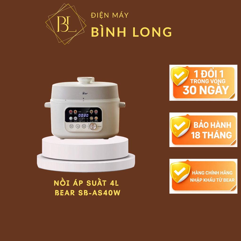 Nồi áp suất Bear 4L SB-AS40W (Bản Quốc Tế) - Điện Máy Bình Long
