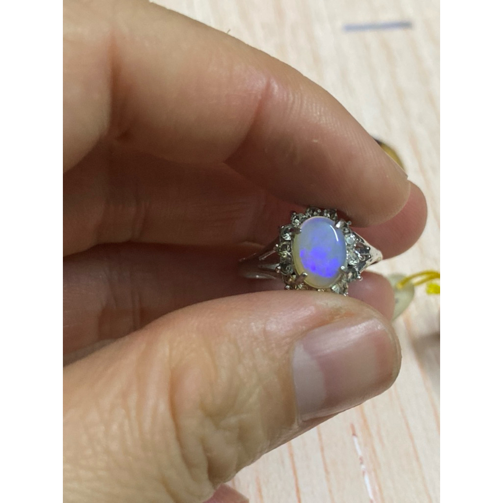 Nhẫn đính đá opal tự nhiên lửa đẹp si nhật