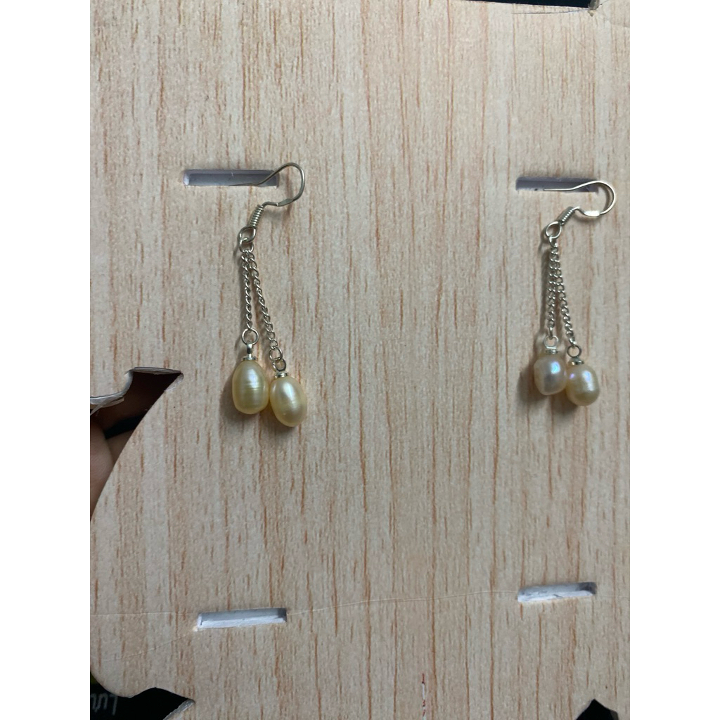 Bông tai  ngọc  trai  thật và bạc 925