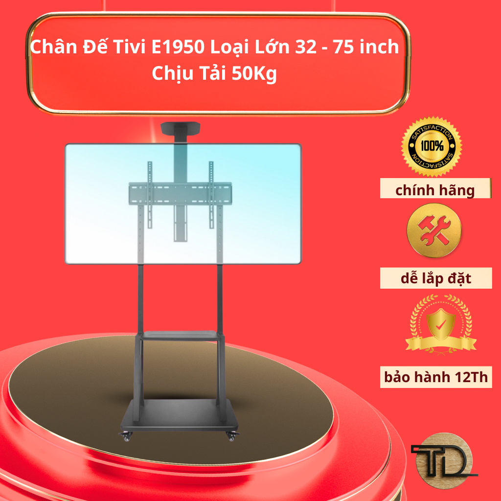 Kệ Tivi Di Động ErgoTek E1950 (40 - 65 Inch) - Giá Treo Tivi Có Bánh Xe, Khay Để Laptop & Camera