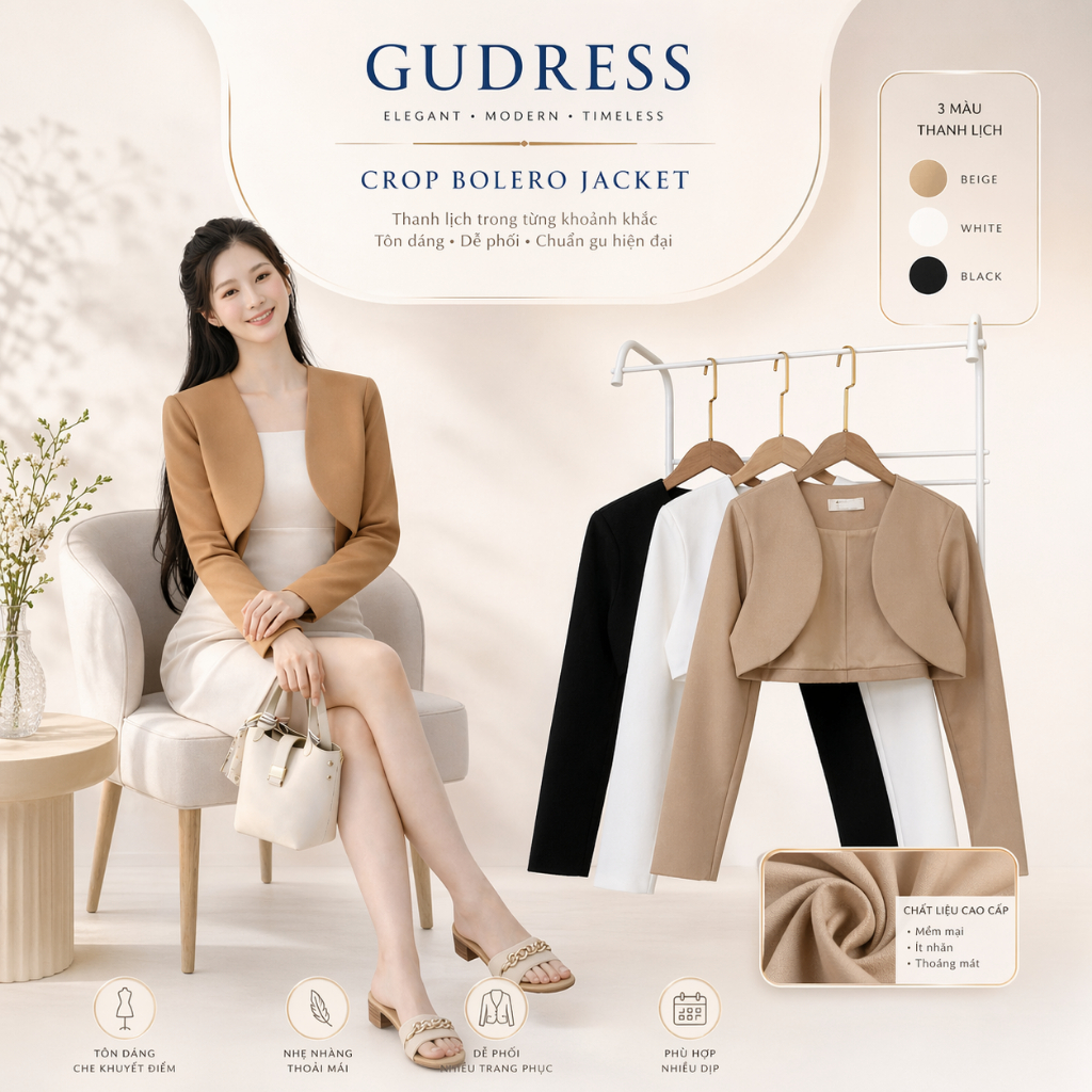Ao khoác blazer nữ kiểu dáng croptop cách điệu siêu xinh