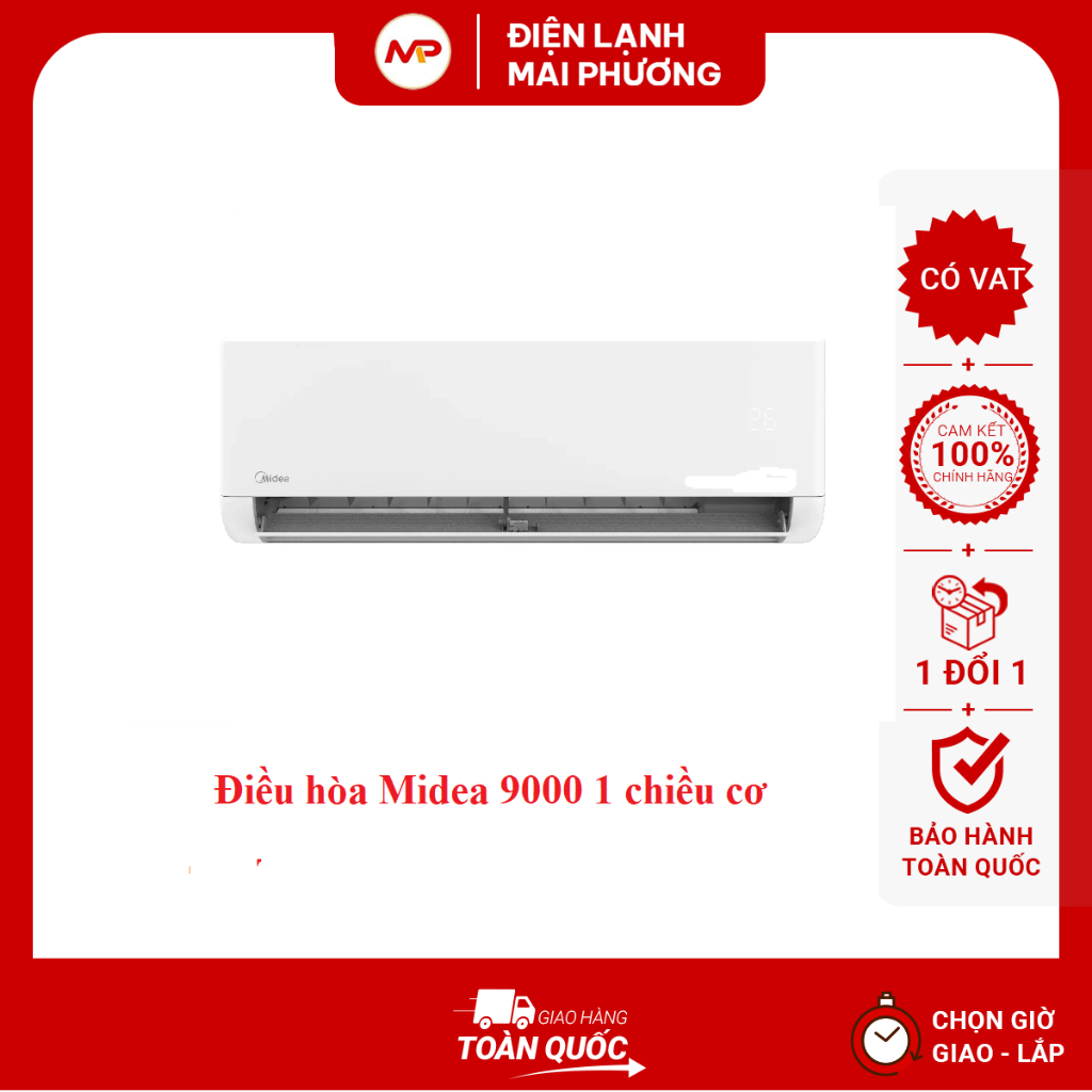 [NHẬN LẮP ĐẶT HN] Điều hòa Midea 9.000BTU 1 chiều cơ 09CRN8/10CRN8 - Bảo hành 24 tháng