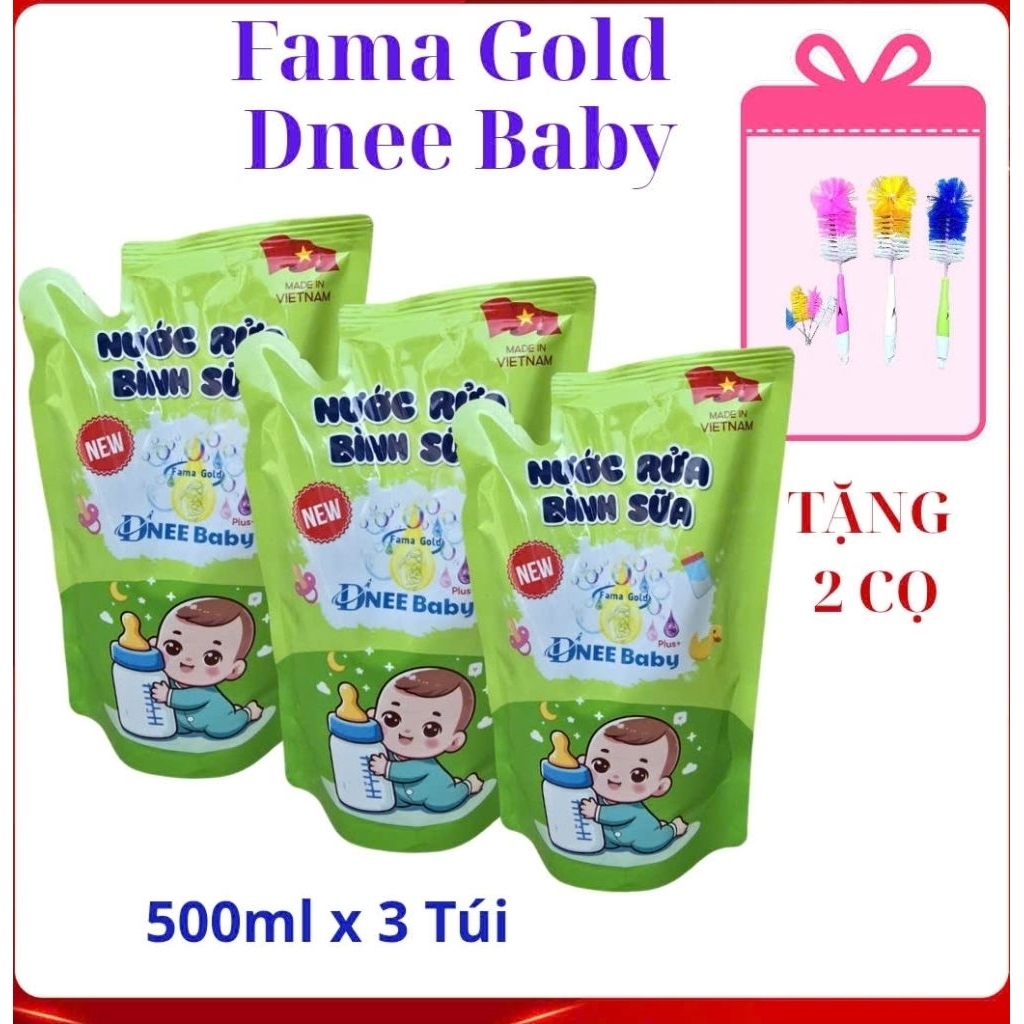 [Combo 3 Túi Tặng quà] Nước Rửa Bình Sữa Cho Bé Fama Gold Dnee Baby Việt Nam