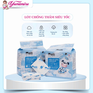 [DATE MỚI] Combo 3G Tấm lót chống thấm Molli siêu tốc dùng 1 lần cho bé màng đáy PE thiết kế thông minh, tấm lót phụ sản