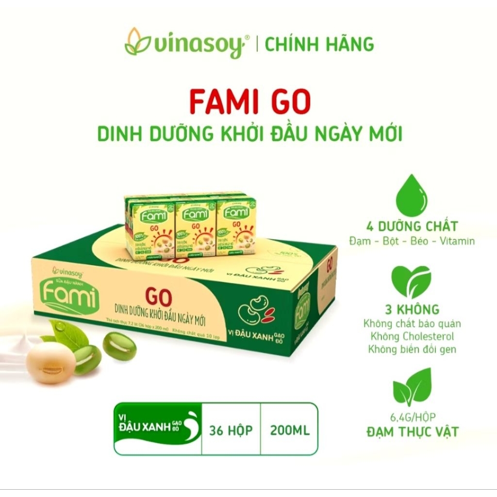 Sữa Đậu Nành Fami Go Vị Đậu Xanh Gạo Đỏ