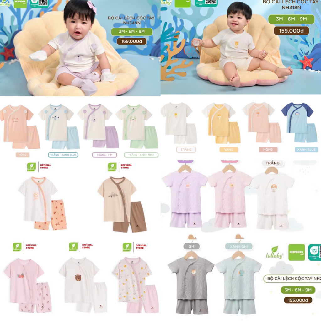 [LULLABY] Bộ Cộc Tay Sơ Sinh Bamboo Petit Lullaby