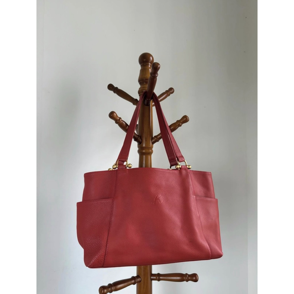 Túi da thật si hiệu Kitamura Motomachi màu cam gạch - secondhand