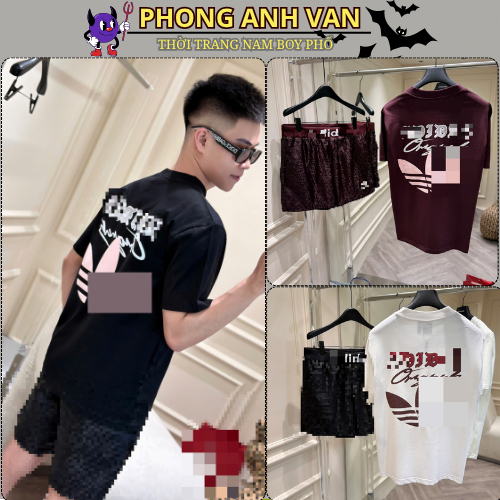 Bộ Quần Áo Nam Mùa Hè Chất Cải Cotton Cao Cấp - Bộ Cộc Hè Nam Nữ In Nổi Hình Lưng Phối Quần Gios Siê