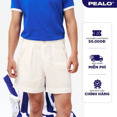 Quần short nam xếp ly PEALO chất liệu linen cao cấp form suông dài quần trên gối hack chiều cao tốt