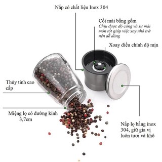 Cối Xay Tiêu Cầm Tay Tiện Dụng Bằng Thủy Tinh Có Tay Vặn Tiện Lợi ( Giao ngẫu nhiên mẫu)