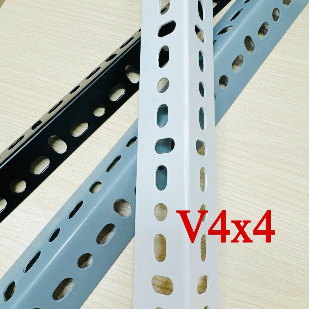 Sắt V4x4 lỗ (màu xám) - lắp kệ sắt V lỗ, Thanh Sắt V Lỗ 4x4 Đa Năng Lắp Kệ Sơn Sắt Tĩnh Điện
