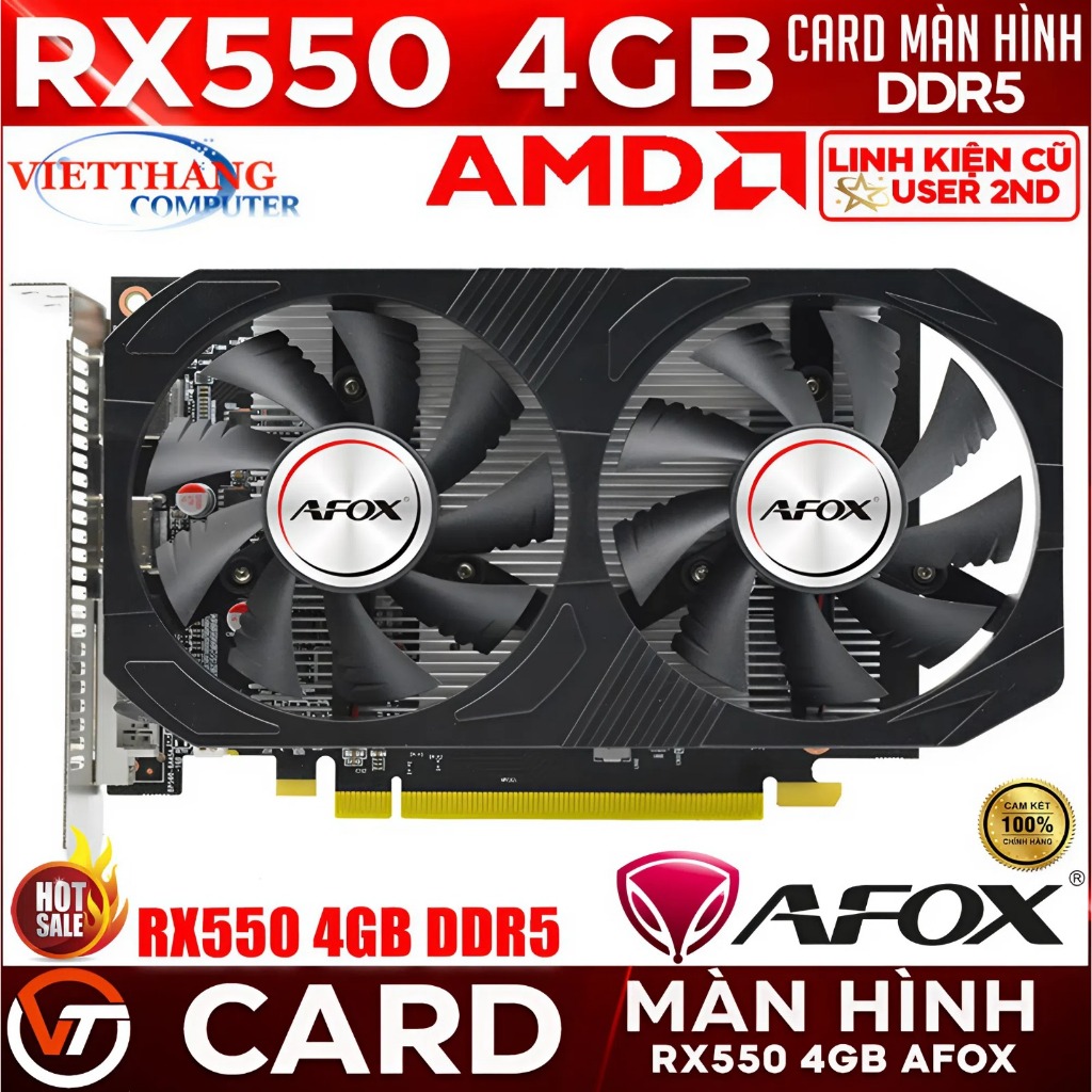 Card Màn Hình - VGA  Afox RX550 4GB GDDR5 2 Fan VGA cũ đã qua sử dụng ( Cũ - 2nd )