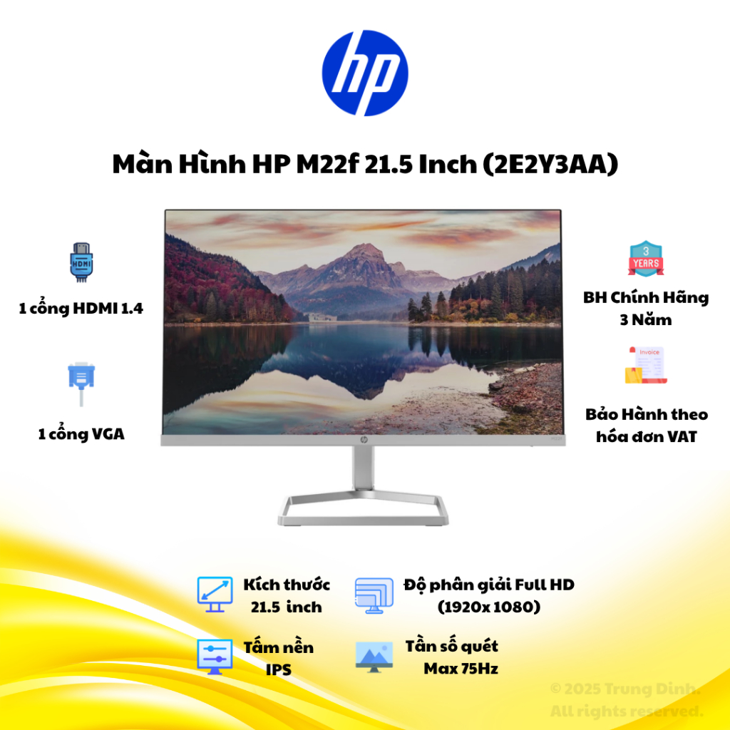 Màn Hình HP M22f 21.5 Inch (2E2Y3AA) FHD IPS 75Hz - Viền Mỏng - Hàng Chính Hãng