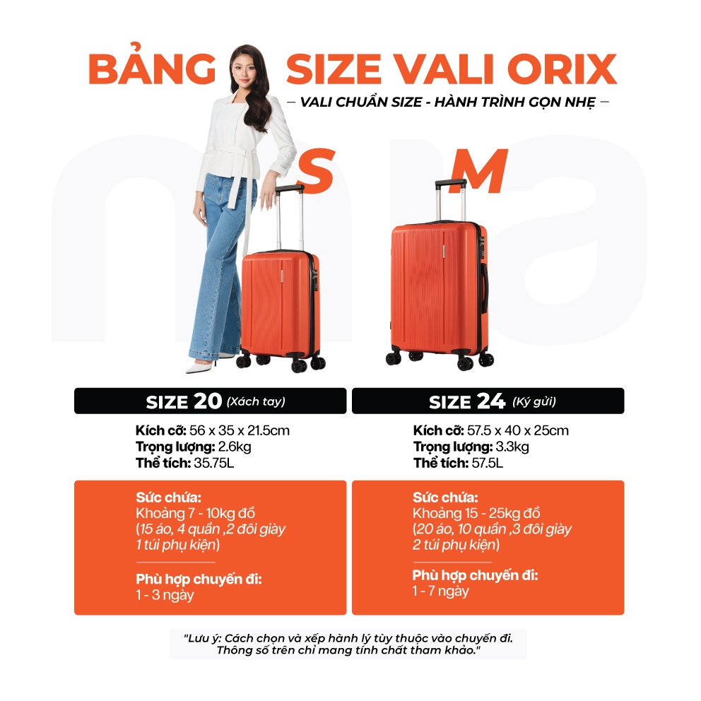 [🌟RA MẮT ĐỘC QUYỀN] Vali Kéo MIAvn Larita ORIX Size 20/24 Inch - Nhựa PP Siêu Bền, Hạn Chế Bể Vỡ, Khoá Số, Bánh Xe Đôi | BigBuy360 - bigbuy360.vn
