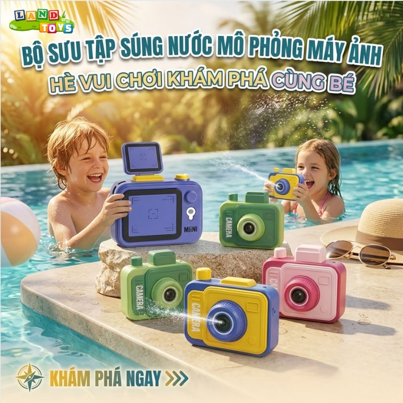 Đồ Chơi Vô Tri Súng Nước Máy Ảnh Phun Nước 2 Chiều - Máy Phun Nước 2 Mặt Troll Vui Nhộn Cho Bé Vui C