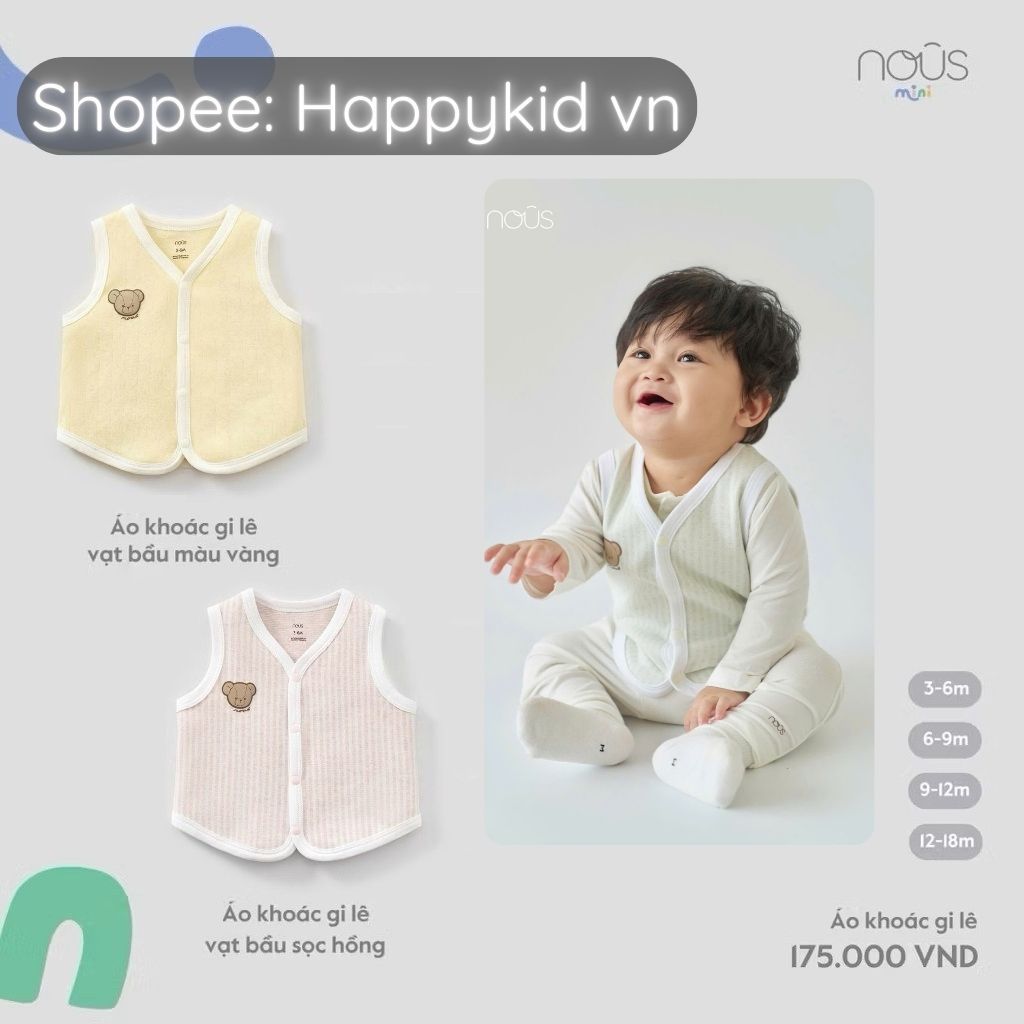 [NOUS CHÍNH HÃNG] Áo khoác Gile vạt bầu cho bé trai, bé gái NOUS